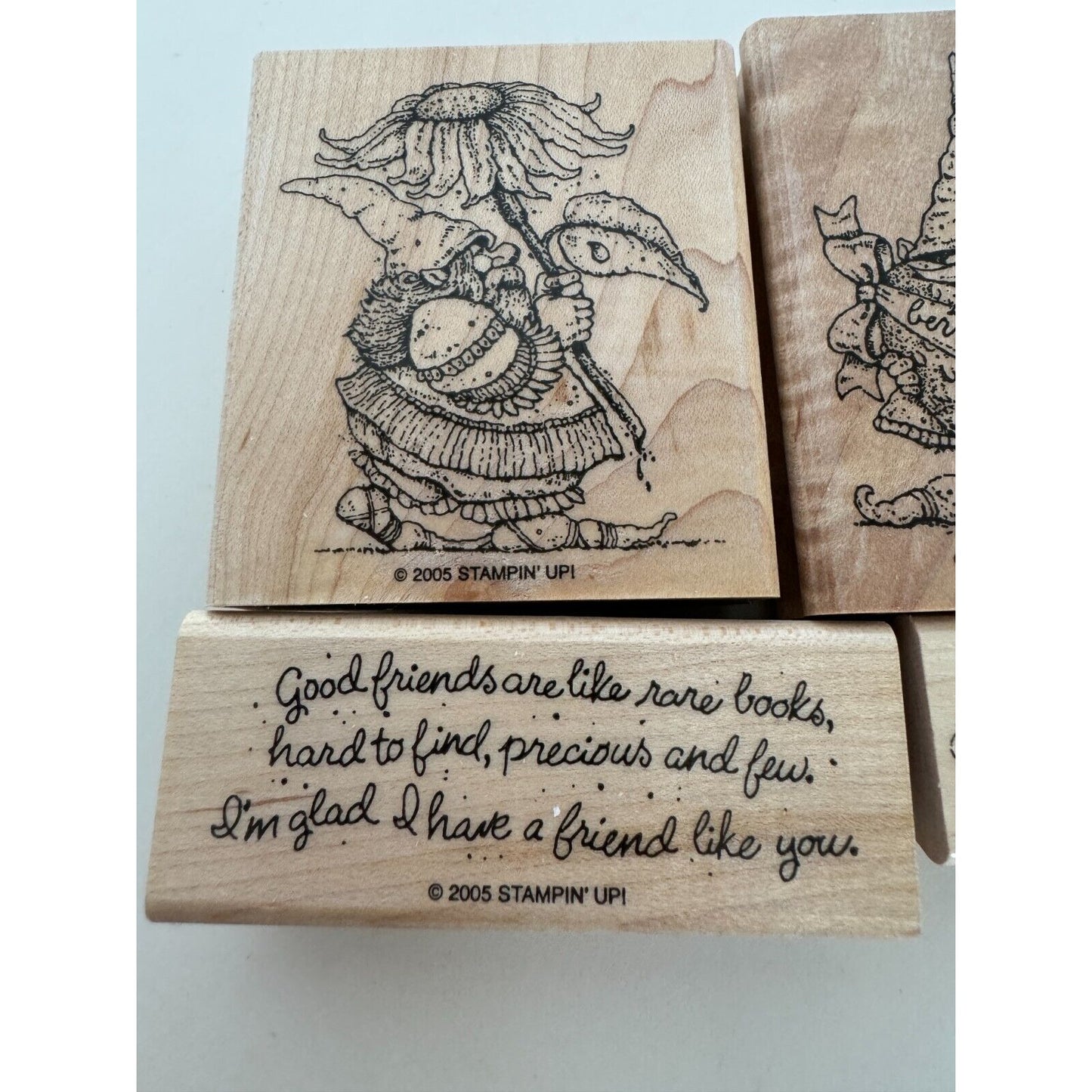 Stampin Up Rubber Stamp Knobbly Gnomes Reader Mushrooms Grow Friend Card Making