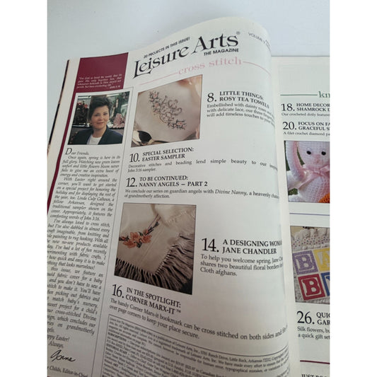 Leisure Arts Magazine April 1995 Cross Stitch Knitting Crochet Shamrock Doily