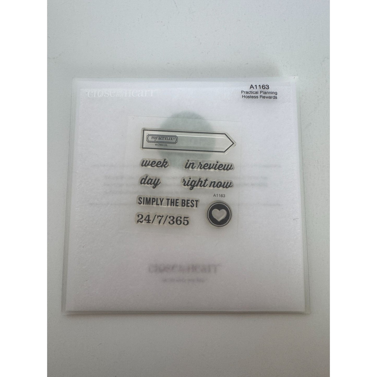 CTMH My Acrylix Acrylic Stamp Set A1163 Practical Planning Journaling Week Day