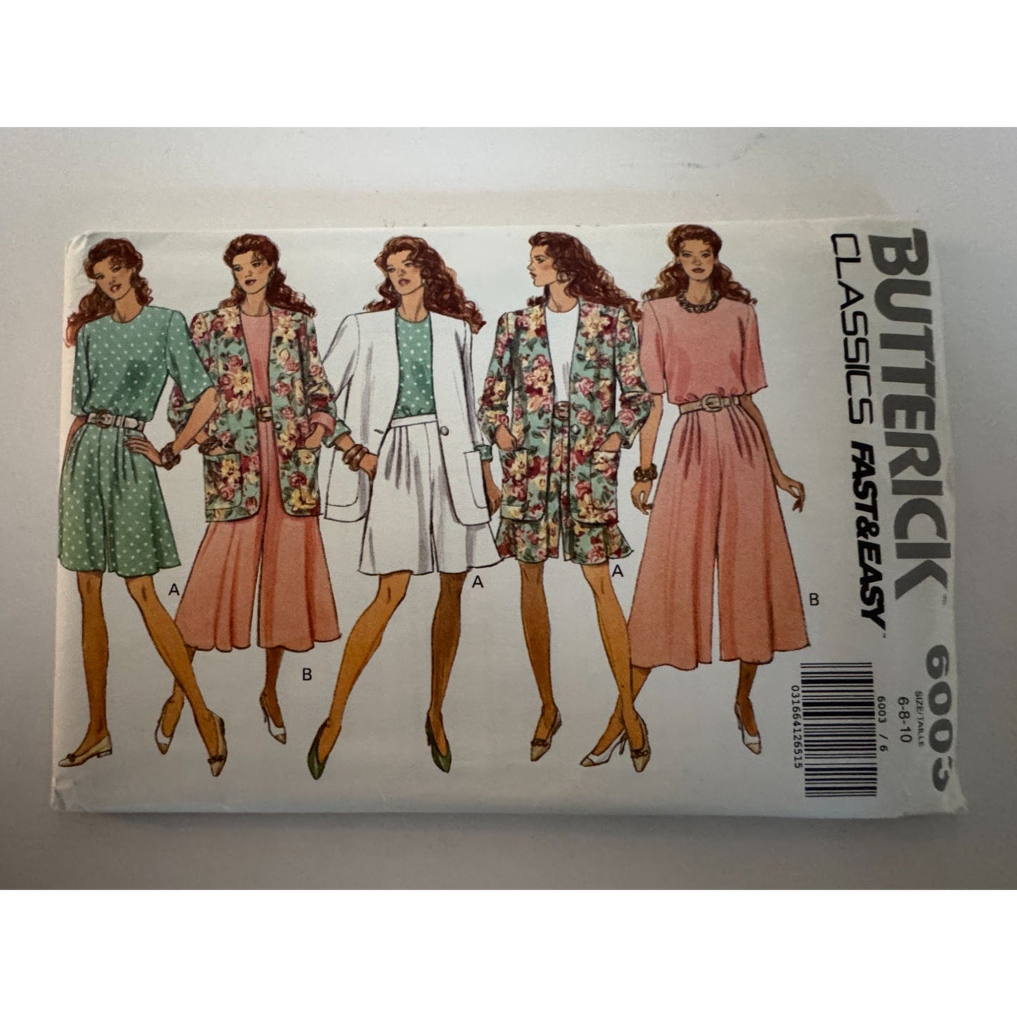Butterick Classics 6009 Sewing Pattern Misses Jacket Top Skirt Split Skirt Easy Fast Sizes 6-10