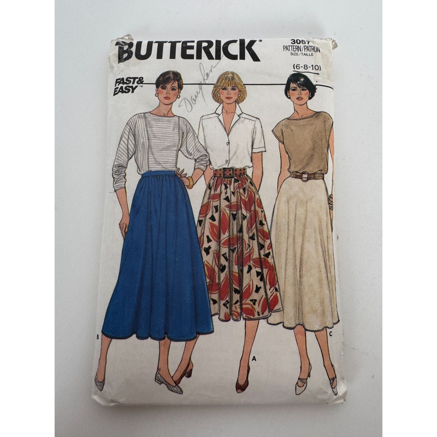 Butterick Sewing Pattern 3067 Classic Flared Circle Midi Skirt 6 8 10 UC 1980s