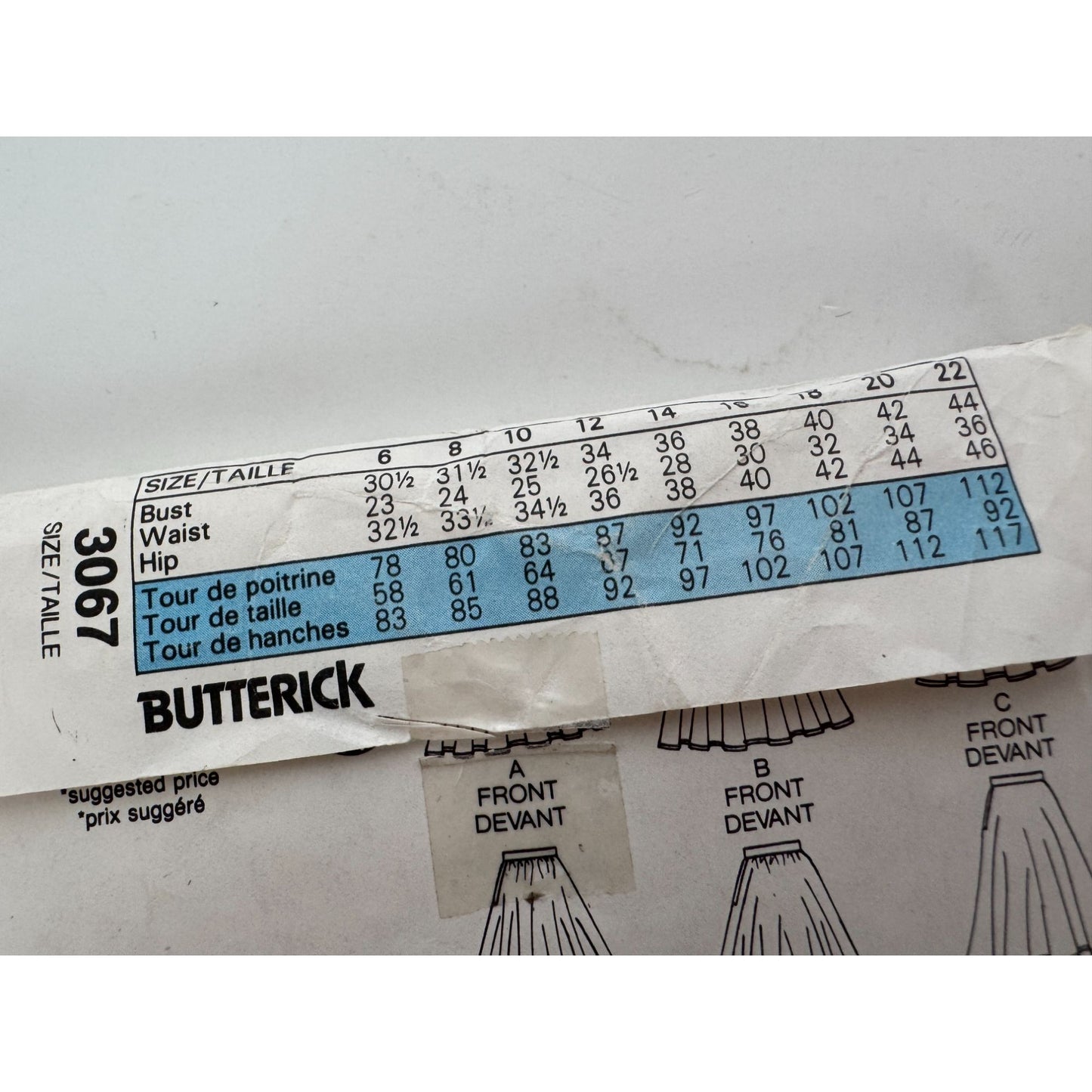 Butterick Sewing Pattern 3067 Classic Flared Circle Midi Skirt 6 8 10 UC 1980s
