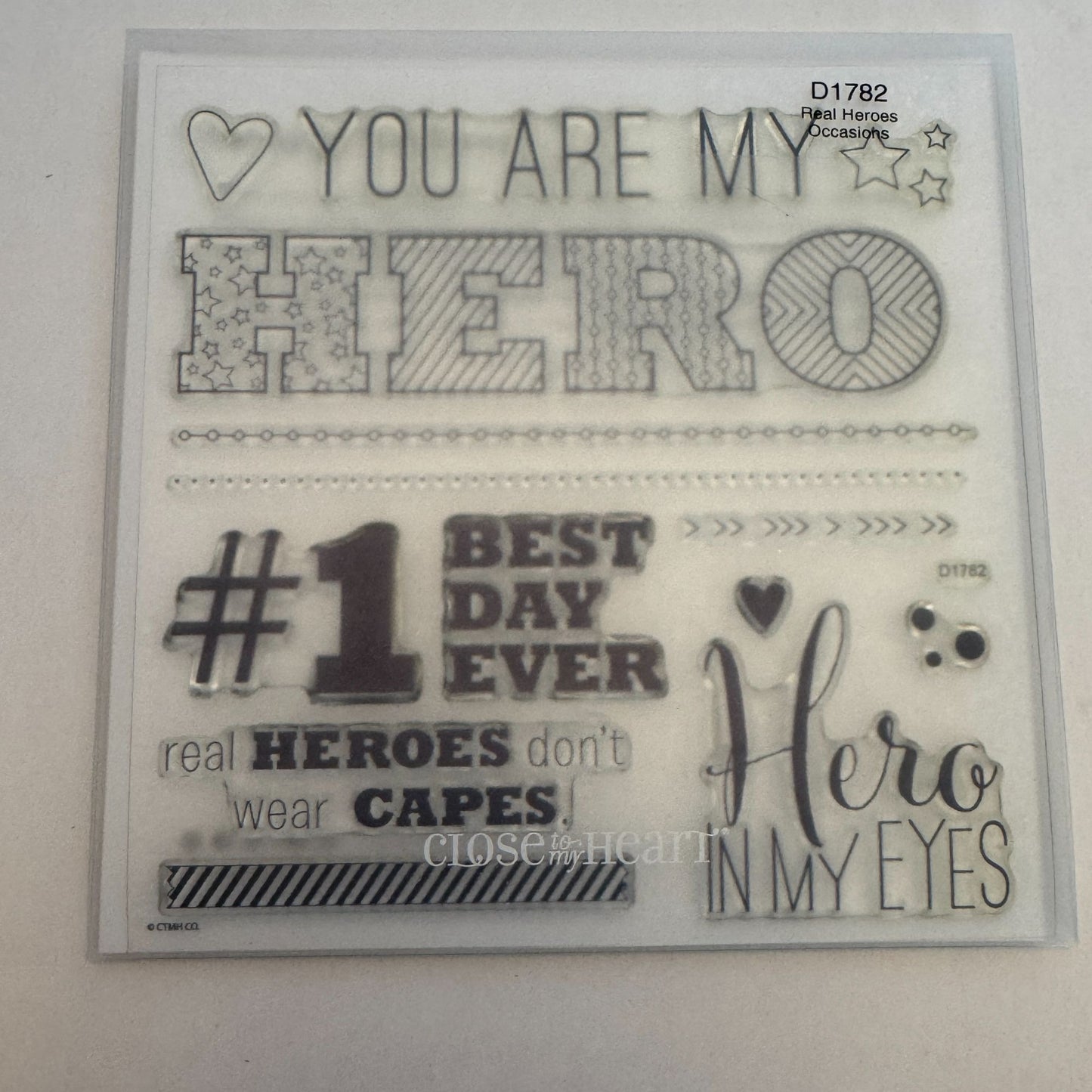 CTMH My Acrylix Acrylic Stamp Set D1782 Real Heroes Do Not Wear Capes Best Day
