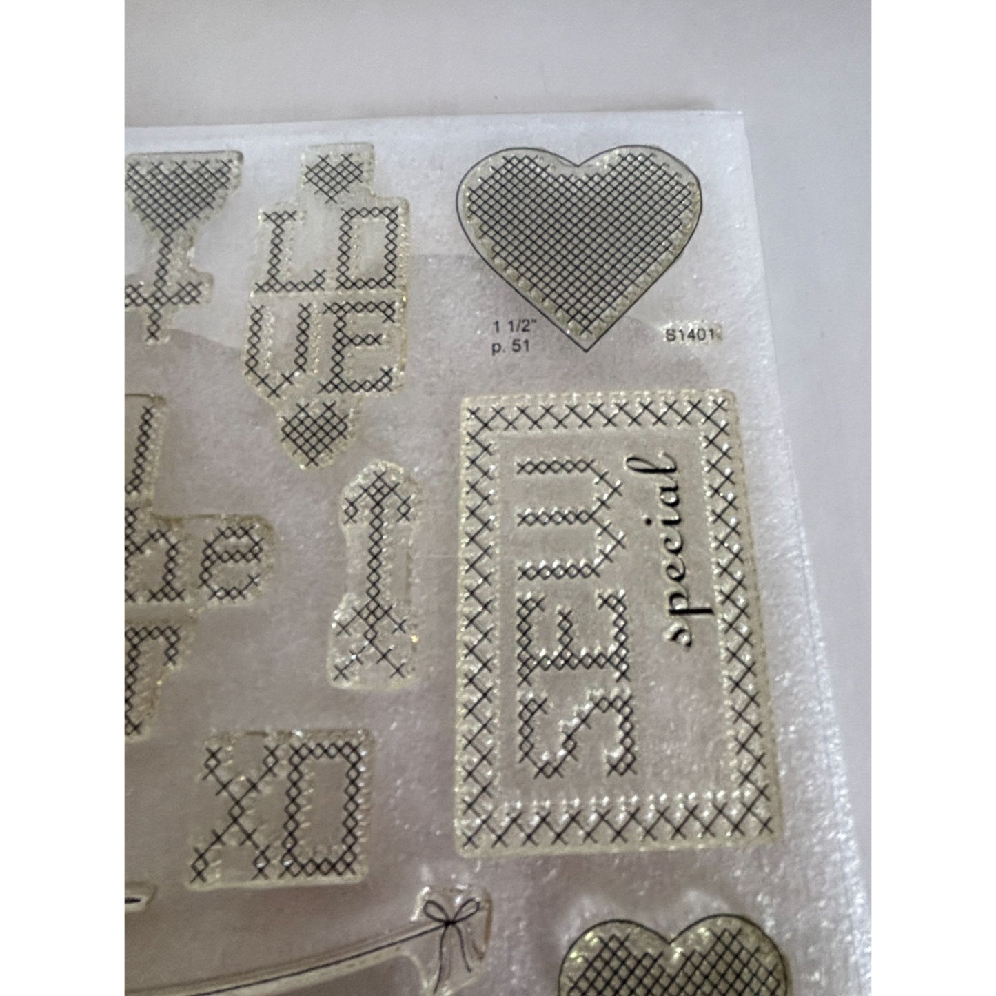 CTMH Acrylic Stamp Set Cross Stitch Wishes Sew Special Pun Love Tulip My Acrylix
