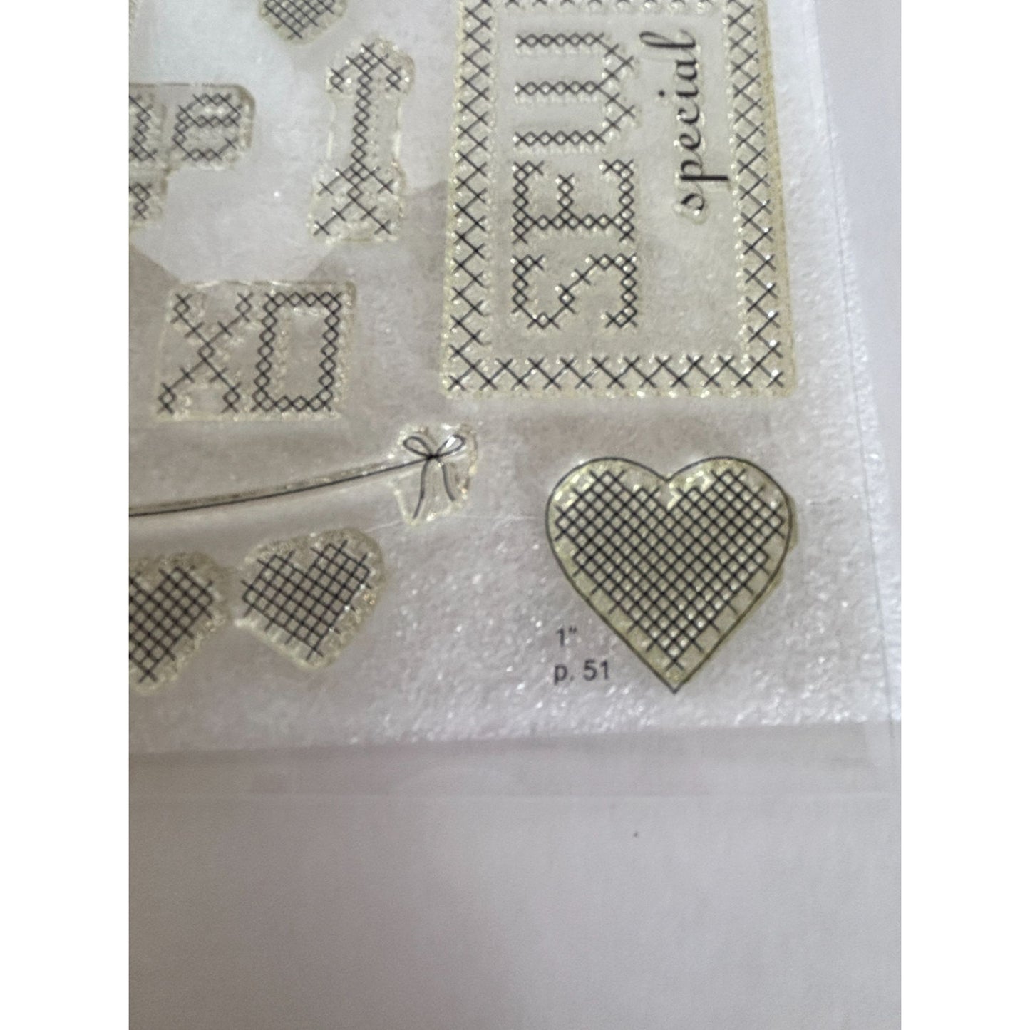CTMH Acrylic Stamp Set Cross Stitch Wishes Sew Special Pun Love Tulip My Acrylix