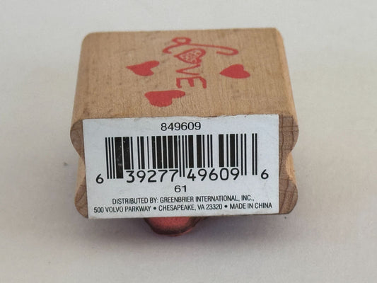 Greenbrier Rubber Stamp Love Word with Hearts Valentines Day Card Making Word