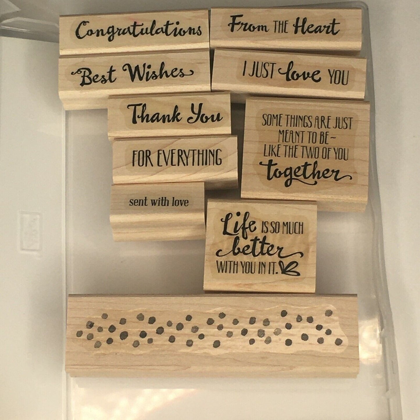 Stampin Up Petal Palette Rubber Stamp Set #1 Words Sayings Thank You Love Crafts