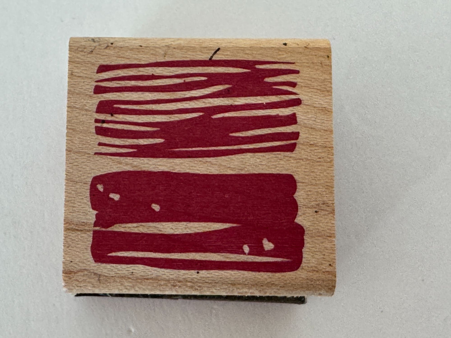Square Smudge Rubber Stamp Abstract Art Lined Background Card Making Wood Mount