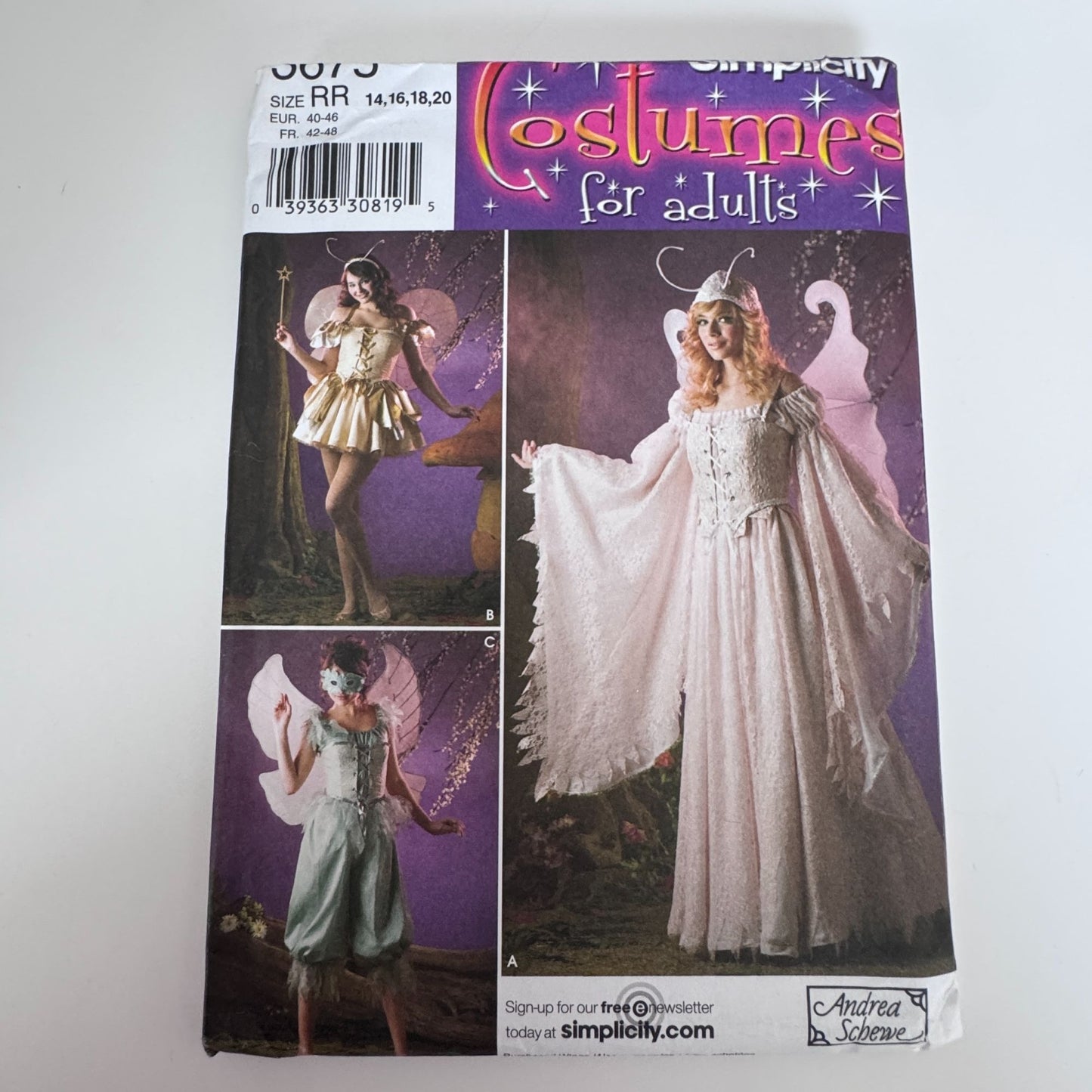 Simplicity 3675 Fairy Costume Butterfly Nymph 14-20 Andrea Schewe Uncut Halloween Fantasy Cosplay