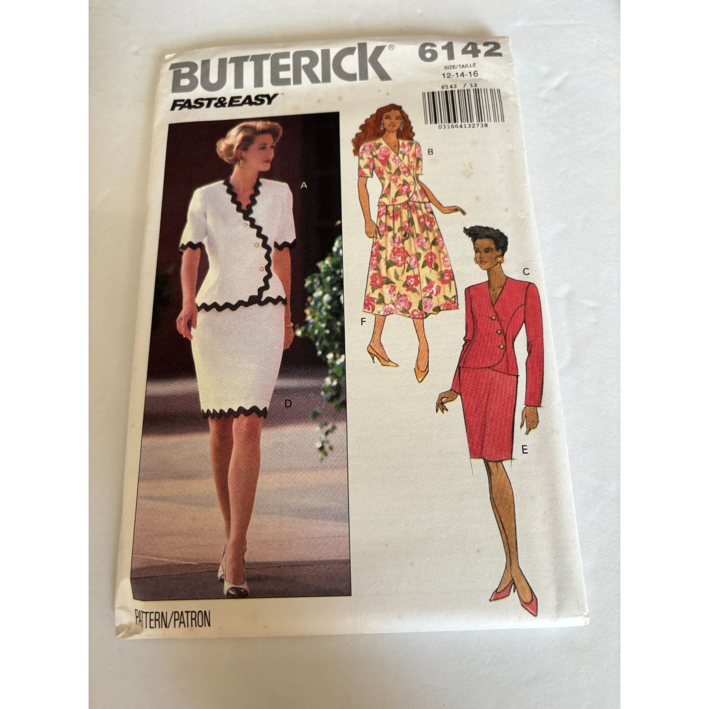 Butterick Sewing Pattern 6142 Top Skirt Career Outfit Work Summer UC 12 14 16