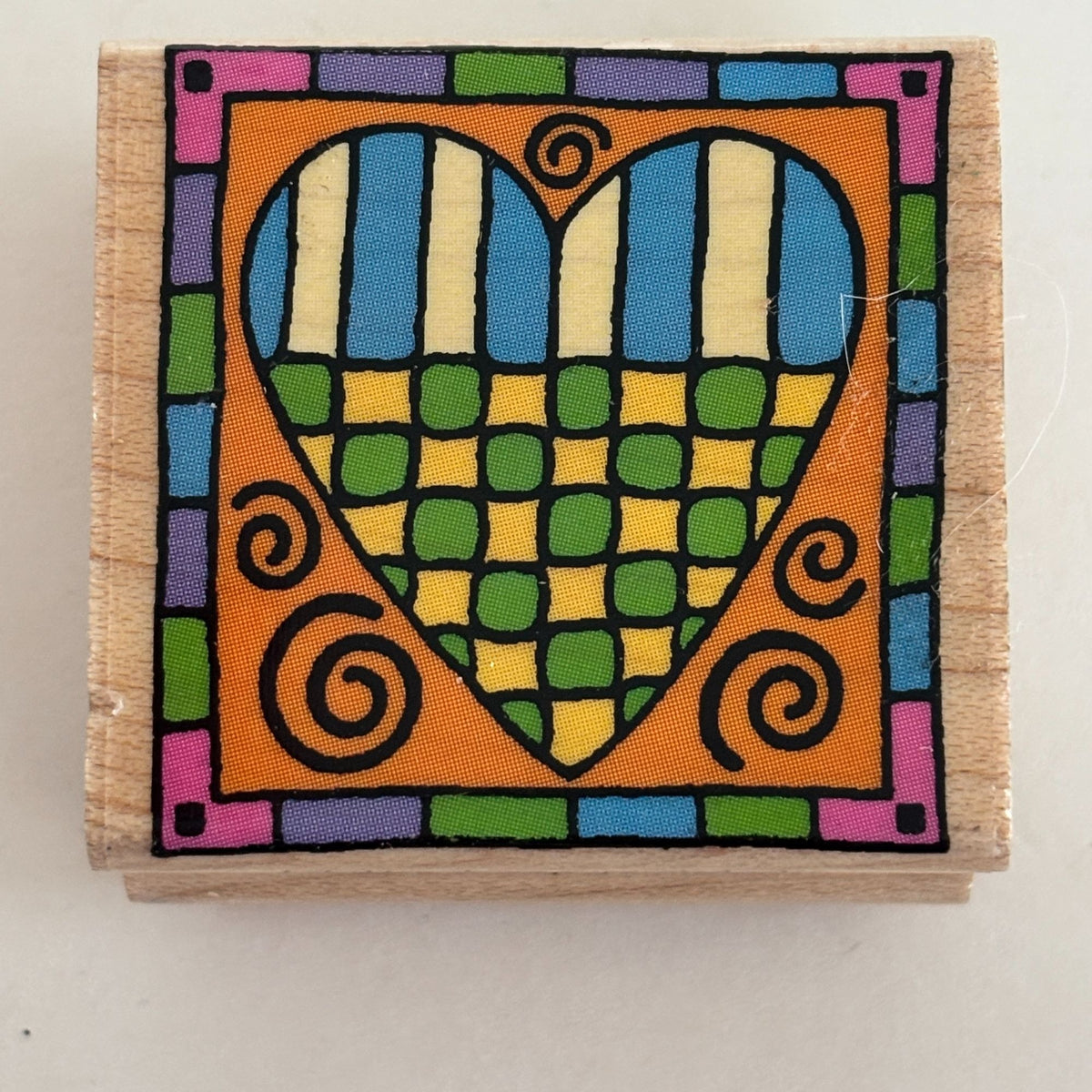 Hero Arts Rubber Stamp Grid Heart Square Colorful Cardmaking Craft Wood Mounted Scrapbooking