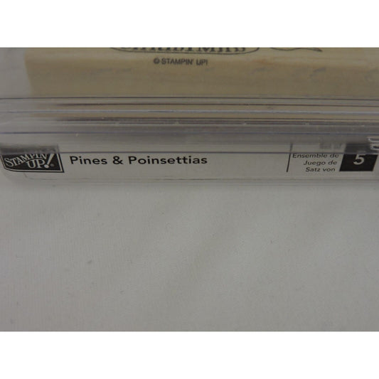 Stampin Up Rubber Stamps Set Pines and Poinsettias Christmas Holidays Pinecones