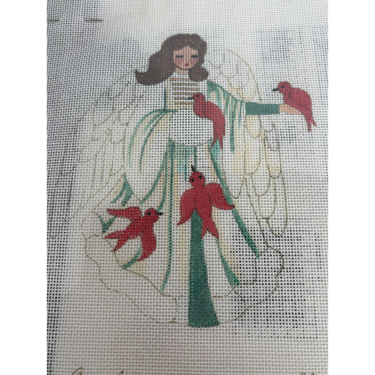 Stitchin Stuff Needlepoint Kit Winter Angel 1991 Birds Joan Thomasson Canvas New