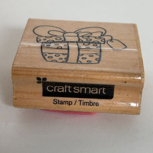 CraftSmart Rubber Stamp Gift Present Polka Dot Christmas Gift Tag Card Making