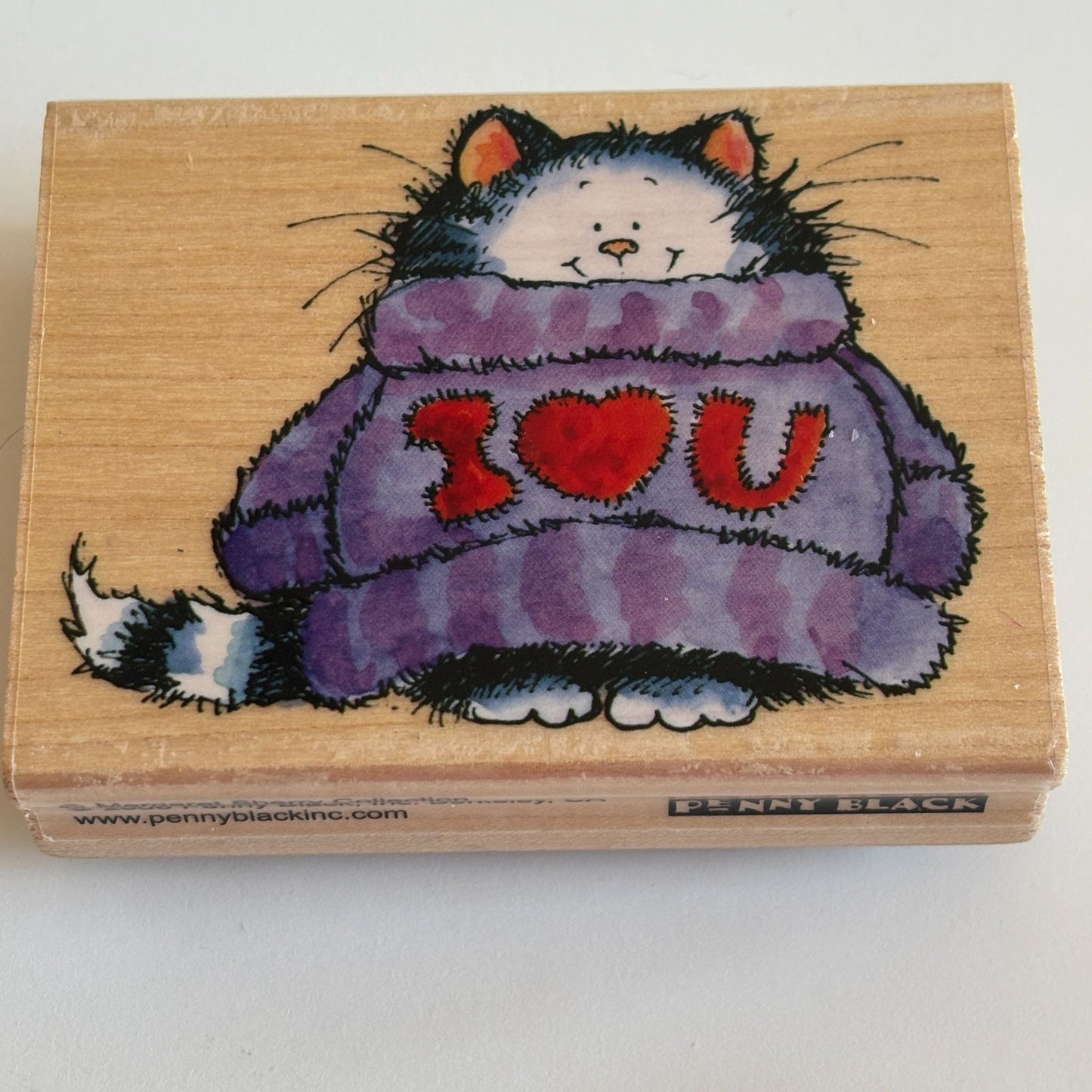 Penny Black Rubber Stamp X-Large Love Cat Fall Sweater Card Making Animal Smile