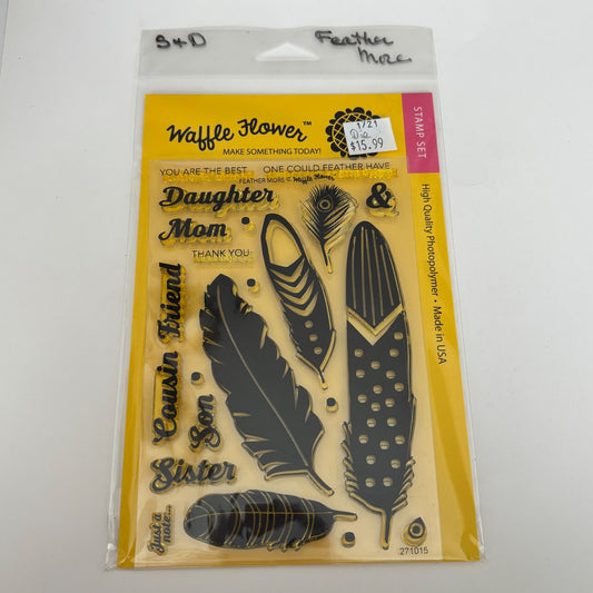 Waffle Flower Clear Stamp Die Set Feather More Pun Mothers Day Cardmaking Sister