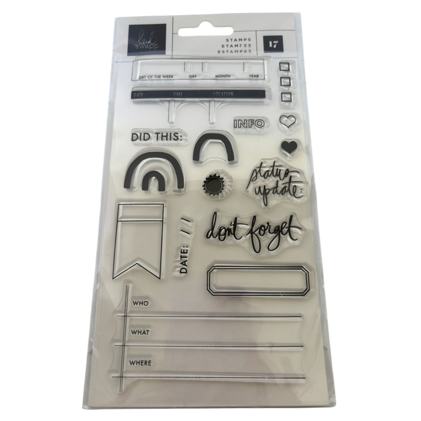 Heidi Swapp Clear Acrylic Stamps Set For Planner & Journaling Don't Forget Date