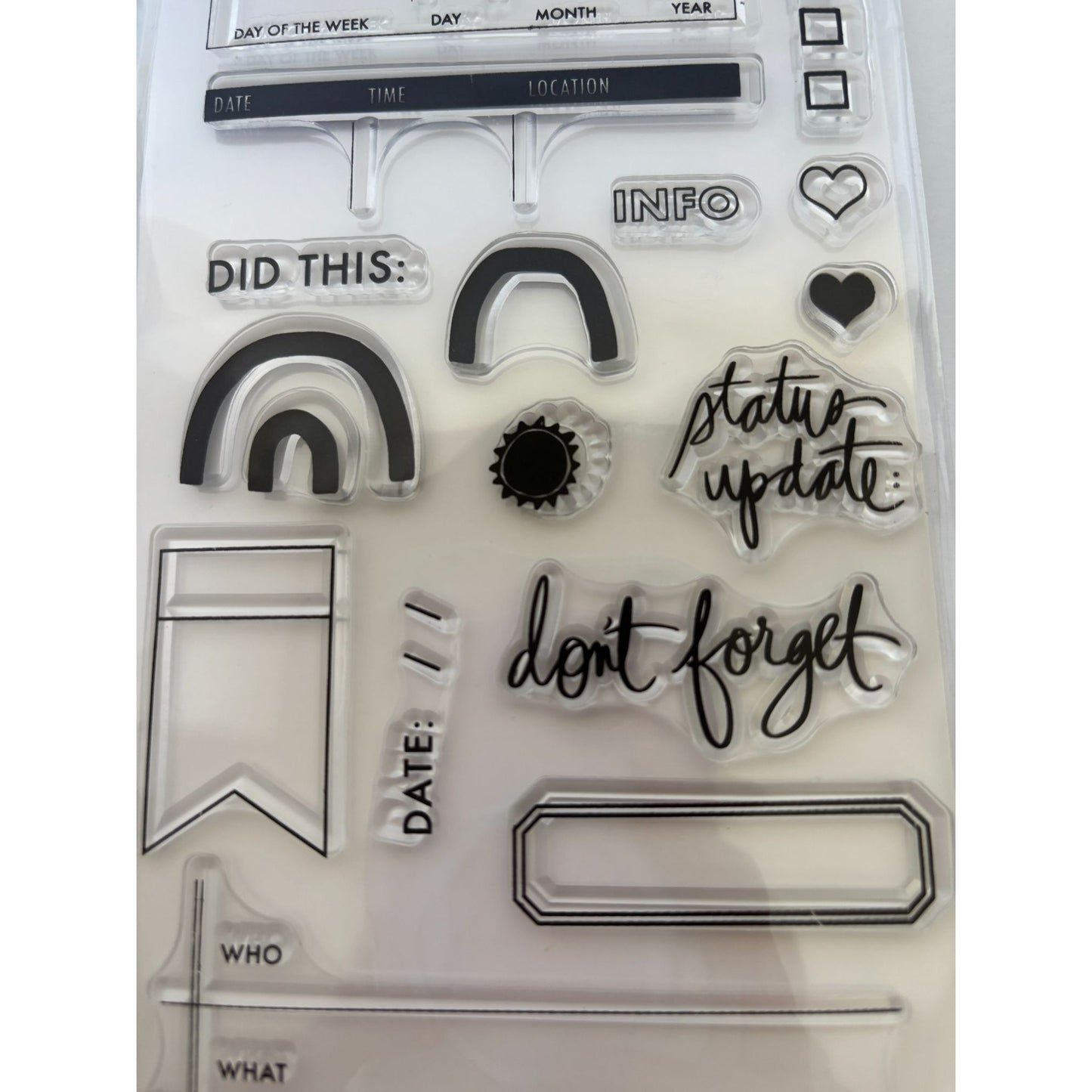 Heidi Swapp Clear Acrylic Stamps Set For Planner & Journaling Don't Forget Date