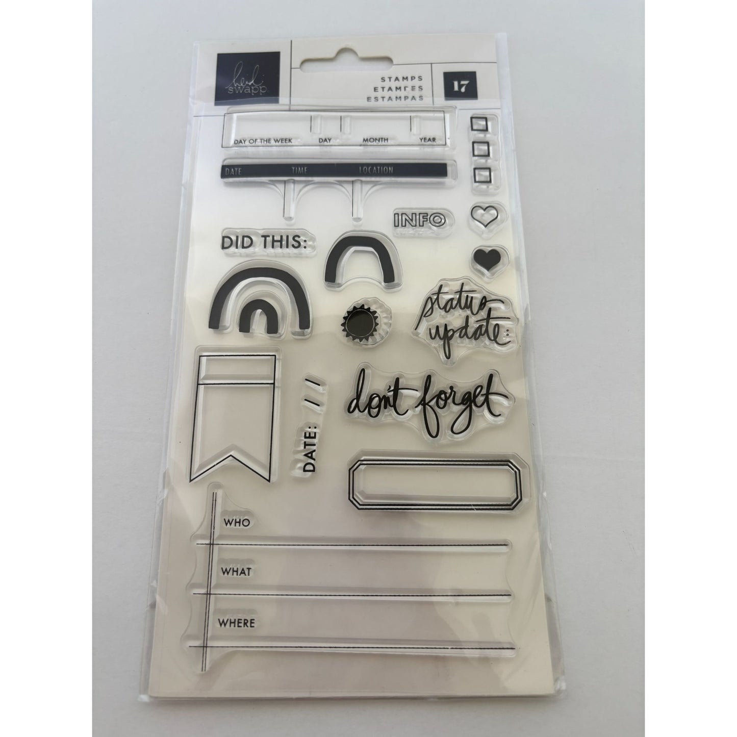 Heidi Swapp Clear Acrylic Stamps Set For Planner & Journaling Don't Forget Date