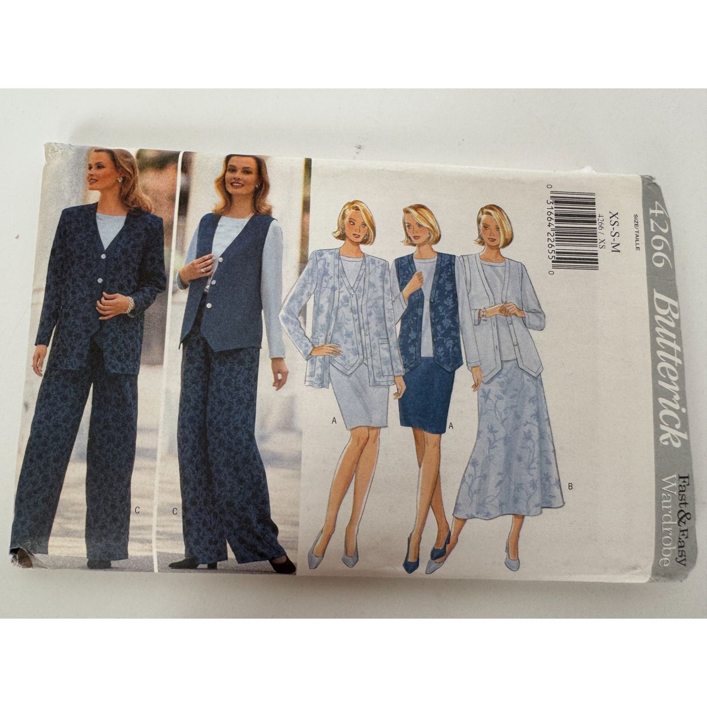 Butterick Sewing Pattern 4266 Capsule Wardrobe Top Skirt Pants Jacket XS S M UC
