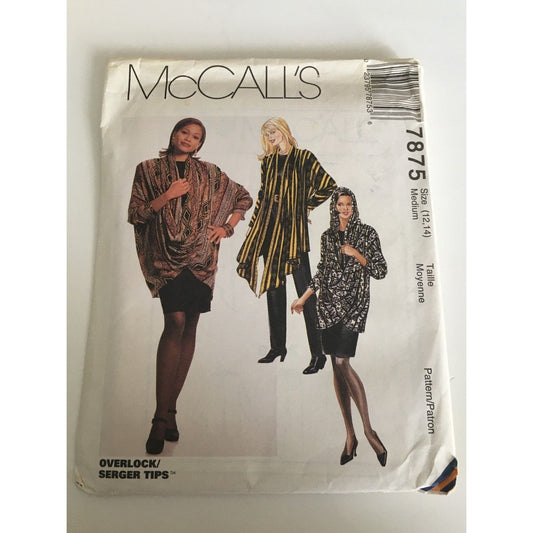 McCalls 7875 Sewing Pattern For Womens Loose-Fit Tunics Size Medium (12-14) Multi-Style Designs