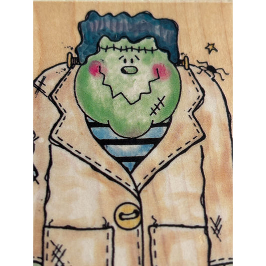 Penny Black Rubber Stamp Friendly Frank Halloween Frankenstein Cute Patches Fall