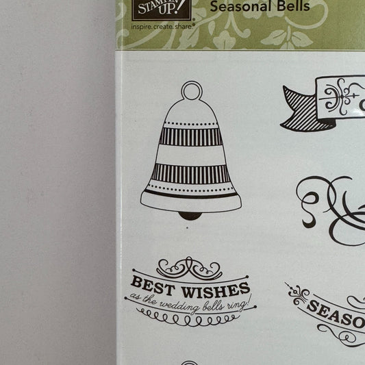 Stampin Up Rubber Stamp Set Seasonal Bells Christmas Wedding Seasons Greetings