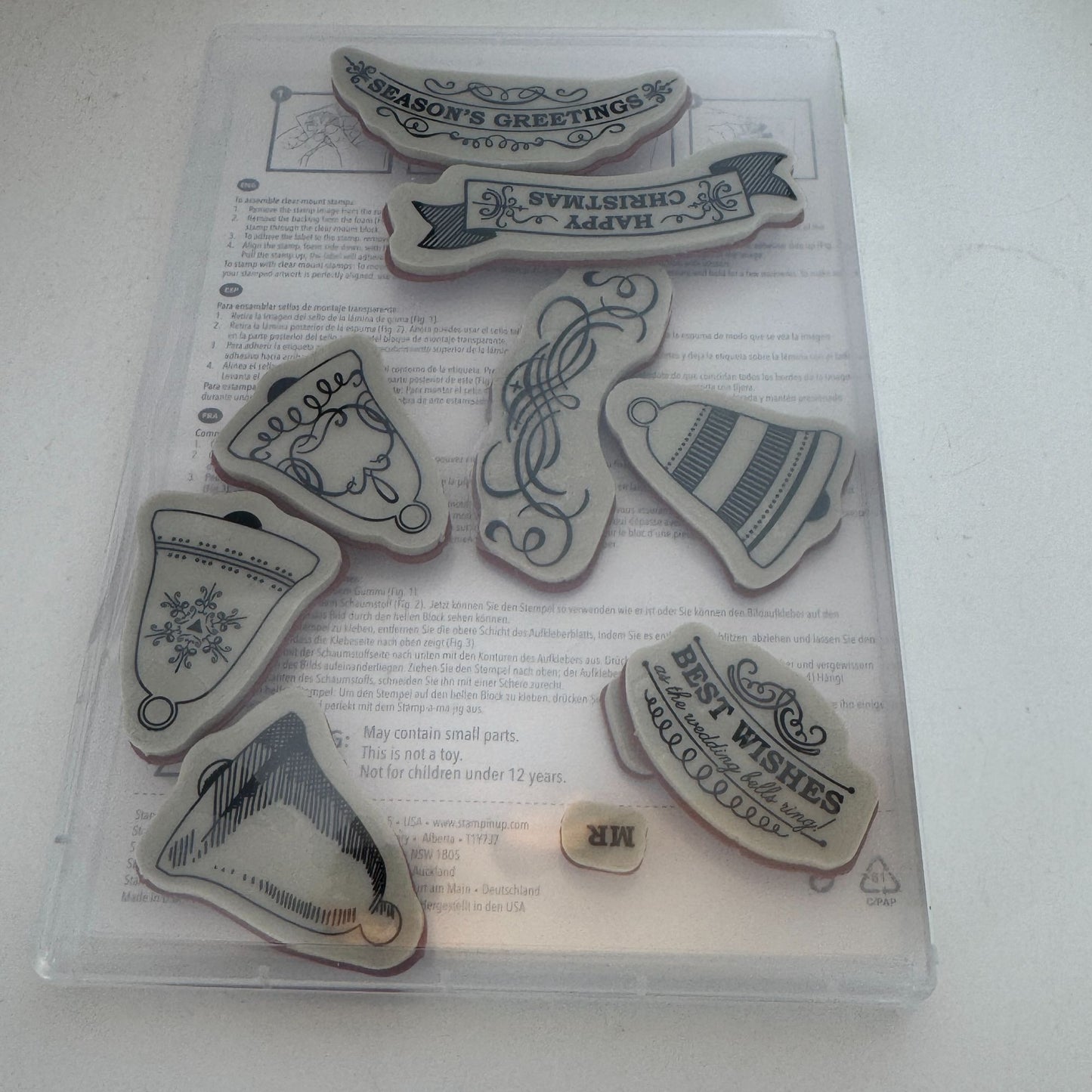 Stampin Up Rubber Stamp Set Seasonal Bells Christmas Wedding Seasons Greetings
