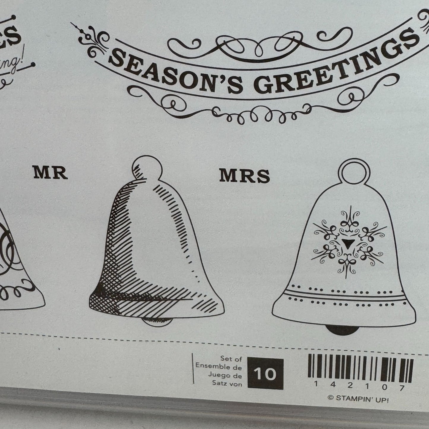 Stampin Up Rubber Stamp Set Seasonal Bells Christmas Wedding Seasons Greetings