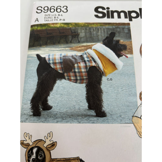 Simplicity Sewing Pattern S9663 Dog Clothing Pet Winter Coats Christmas S M L UC