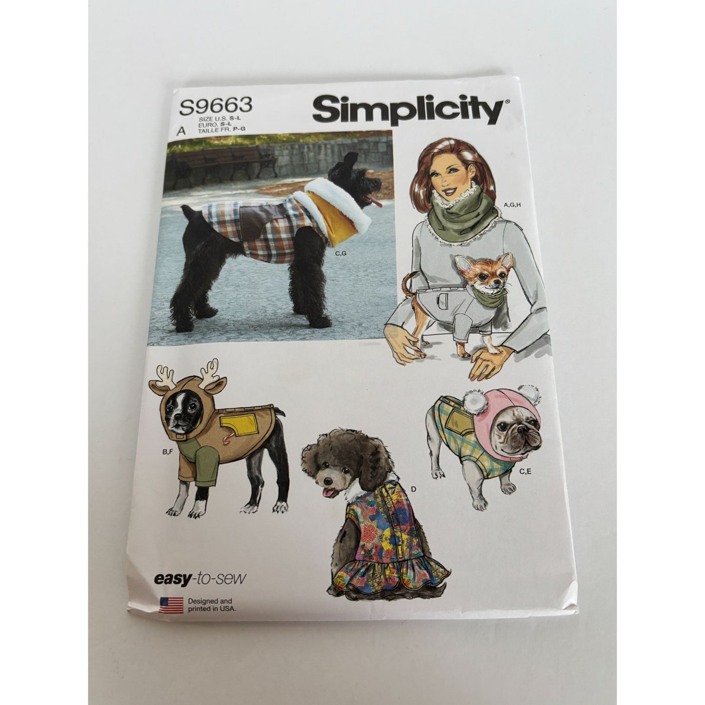 Simplicity Sewing Pattern S9663 Dog Clothing Pet Winter Coats Christmas S M L UC