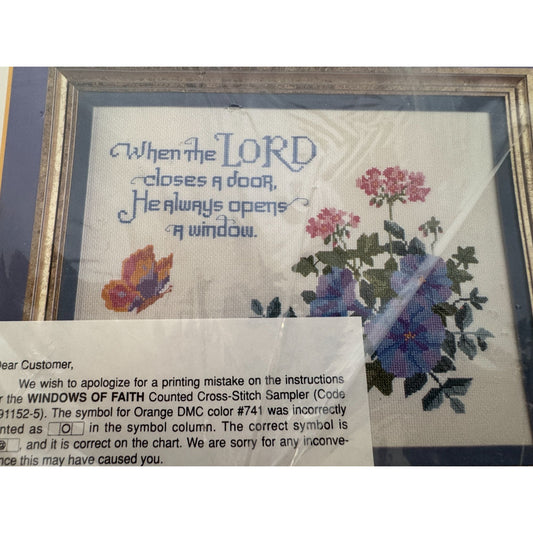 Current Counted Cross Stitch Kit Windows Of Faith Christian Religious Flowers