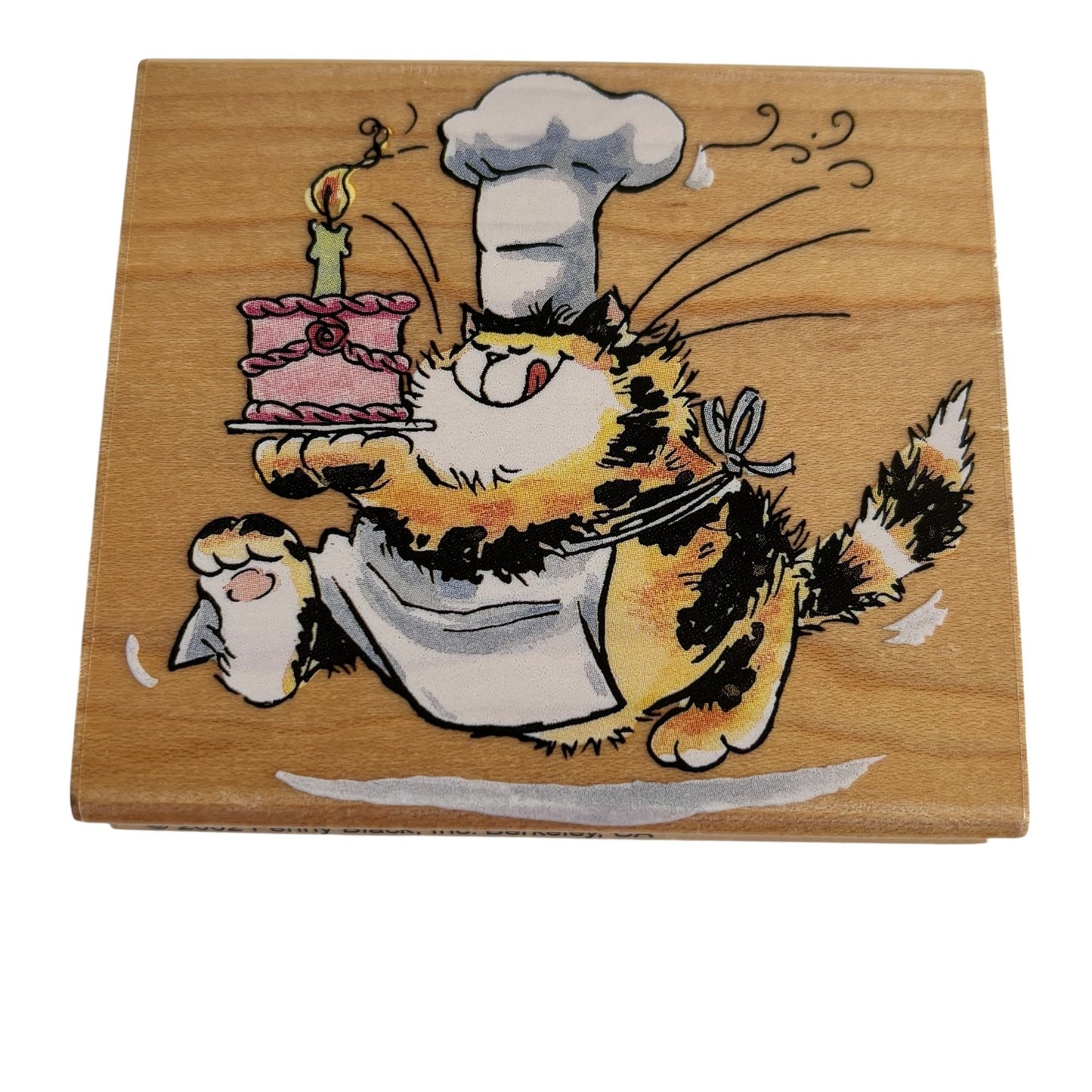 Penny Black Rubber Stamp What Creation Chef Cat Birthday Cake Baker Hungry 2377J