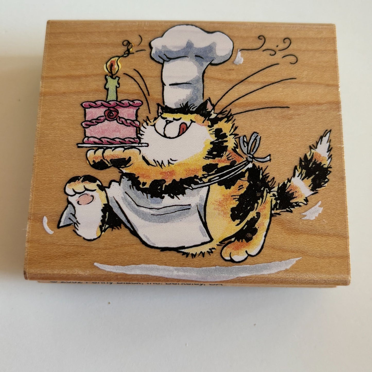 Penny Black Rubber Stamp What Creation Chef Cat Birthday Cake Baker Hungry 2377J