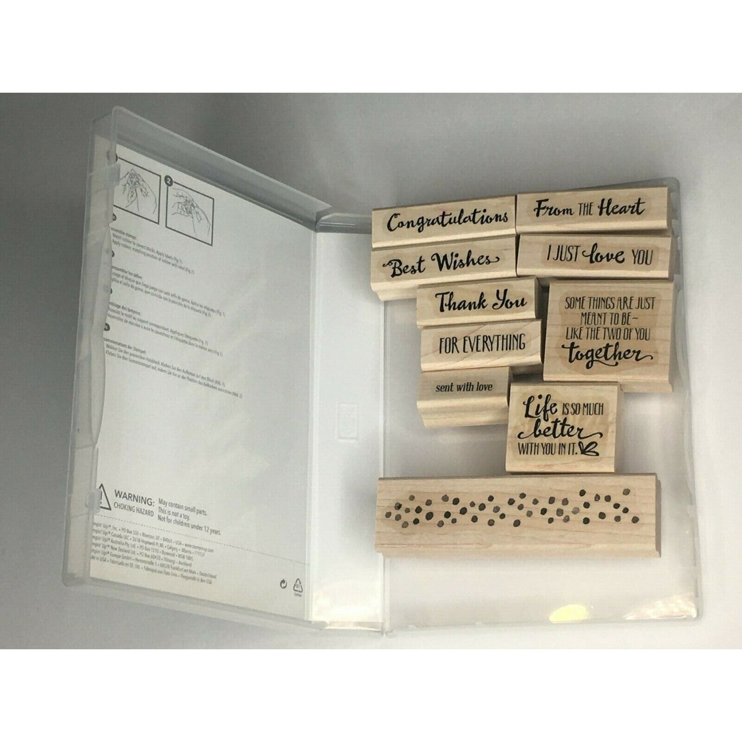 Stampin Up Petal Palette Rubber Stamp Set #1 Words Sayings Thank You Love Crafts