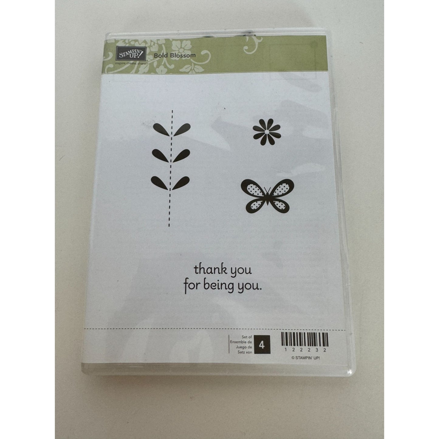 Stampin Up Bold Blossom Stamp Set Thank You for Being You Flower Stem Butterfly