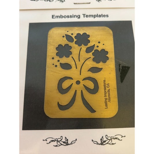 Lasting Impressions Embossing Template Flower Bouquet Bow Floral Metal Stencil