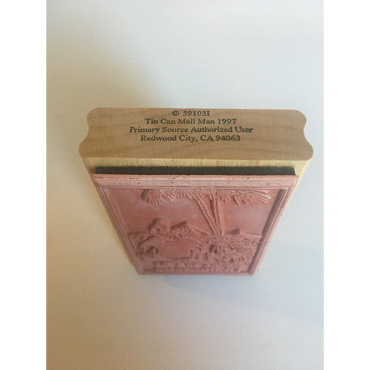 Tin Can Mail Man Rubber Stamp Egypt and the Mediterranean Camel Pyramids Palm