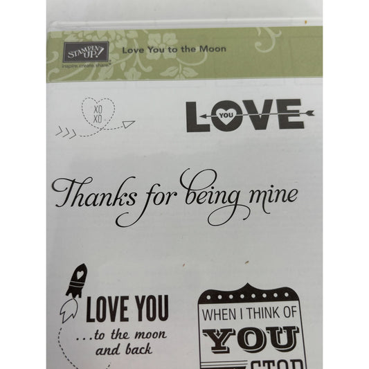 Stampin Up Love You To The Moon and Back Rubber Stamp Set Romantic Sentiments 7