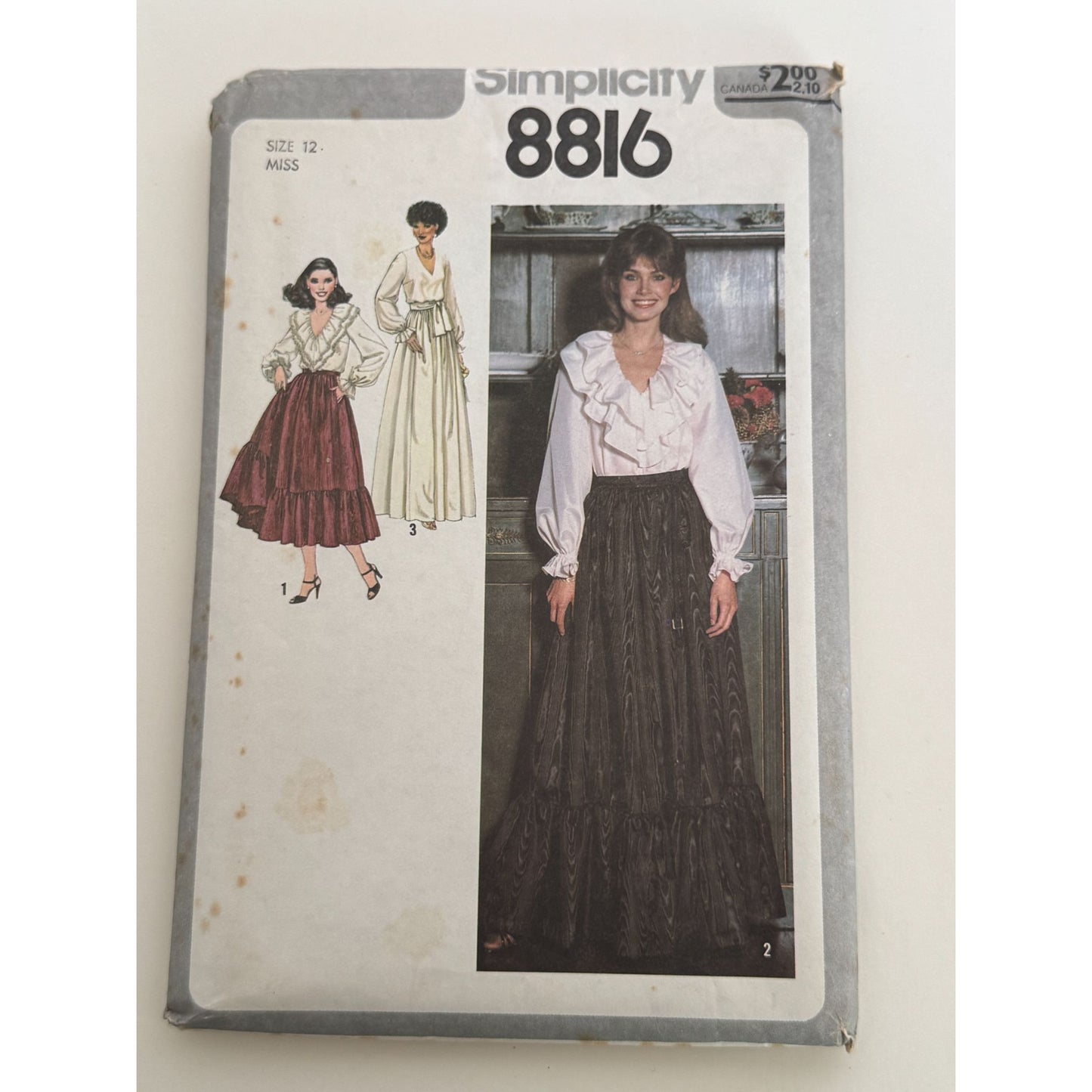 Simplicity Sewing Pattern 8816 Blouse Shirt Long Length Skirt Vintage 1970s 12