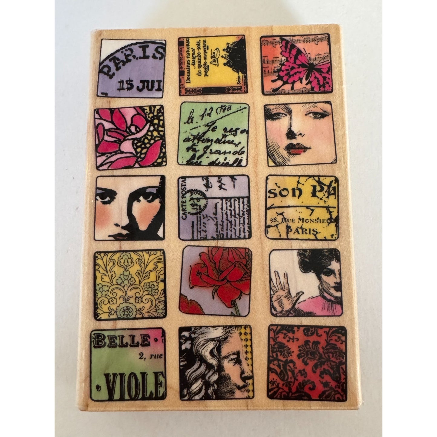 Hampton Art Rubber Stamp Paris Collage French Faces Card Making Jill Meyer Wood