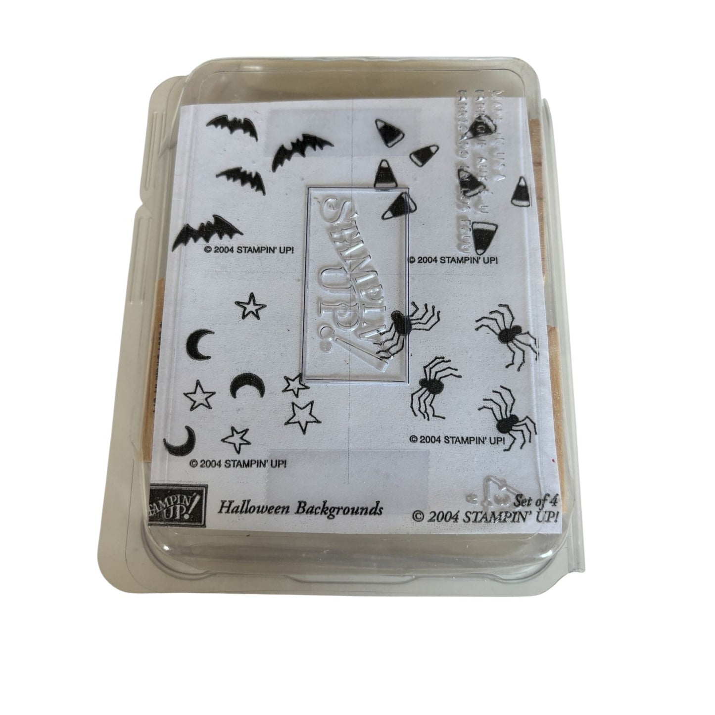 Stampin Up Rubber Stamp Set Halloween Backgrounds Bats Spiders Candy Corn Cardmaking Scrapbooking Craft