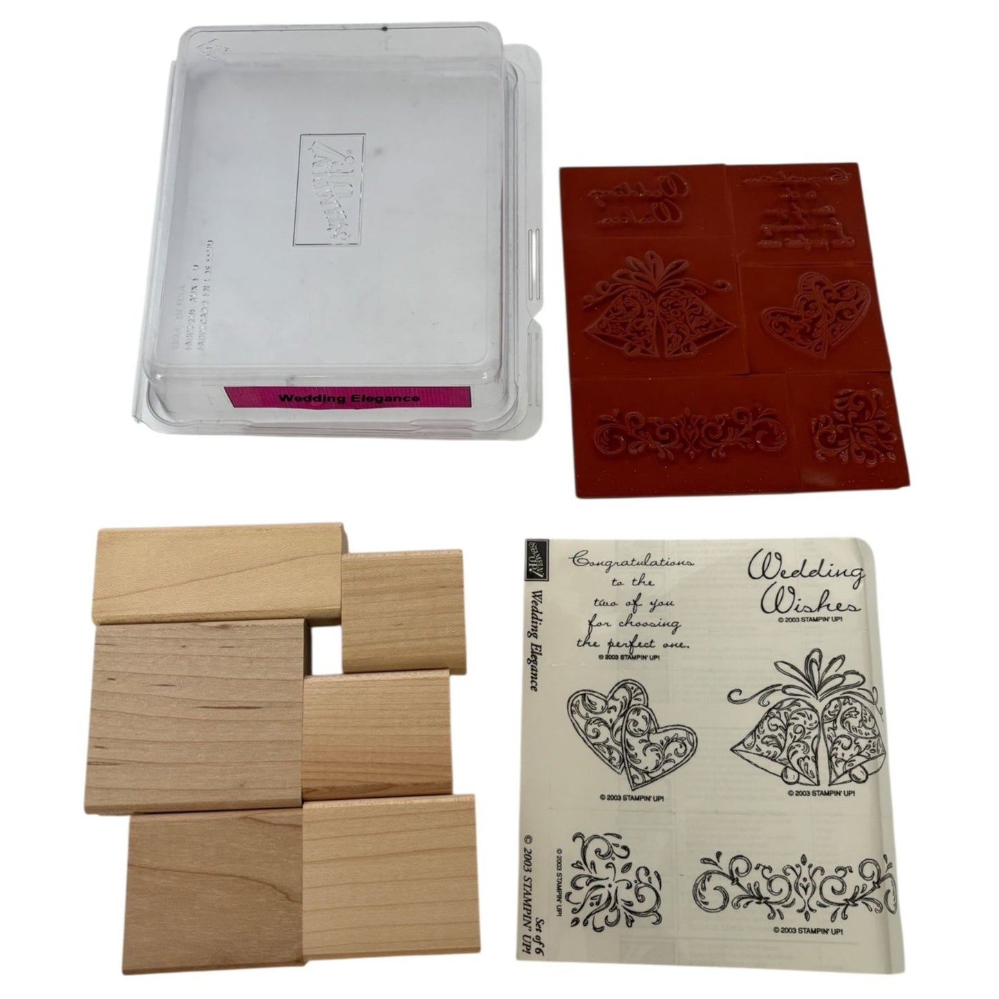 Stampin Up Wood Rubber Stamp Set Wedding Elegance Card Making Bells Engagement