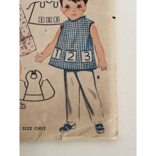 Butterick Sewing Pattern 2484 Infant Baby Smocks Bibs Vintage 1950s 6M-24M Uncut