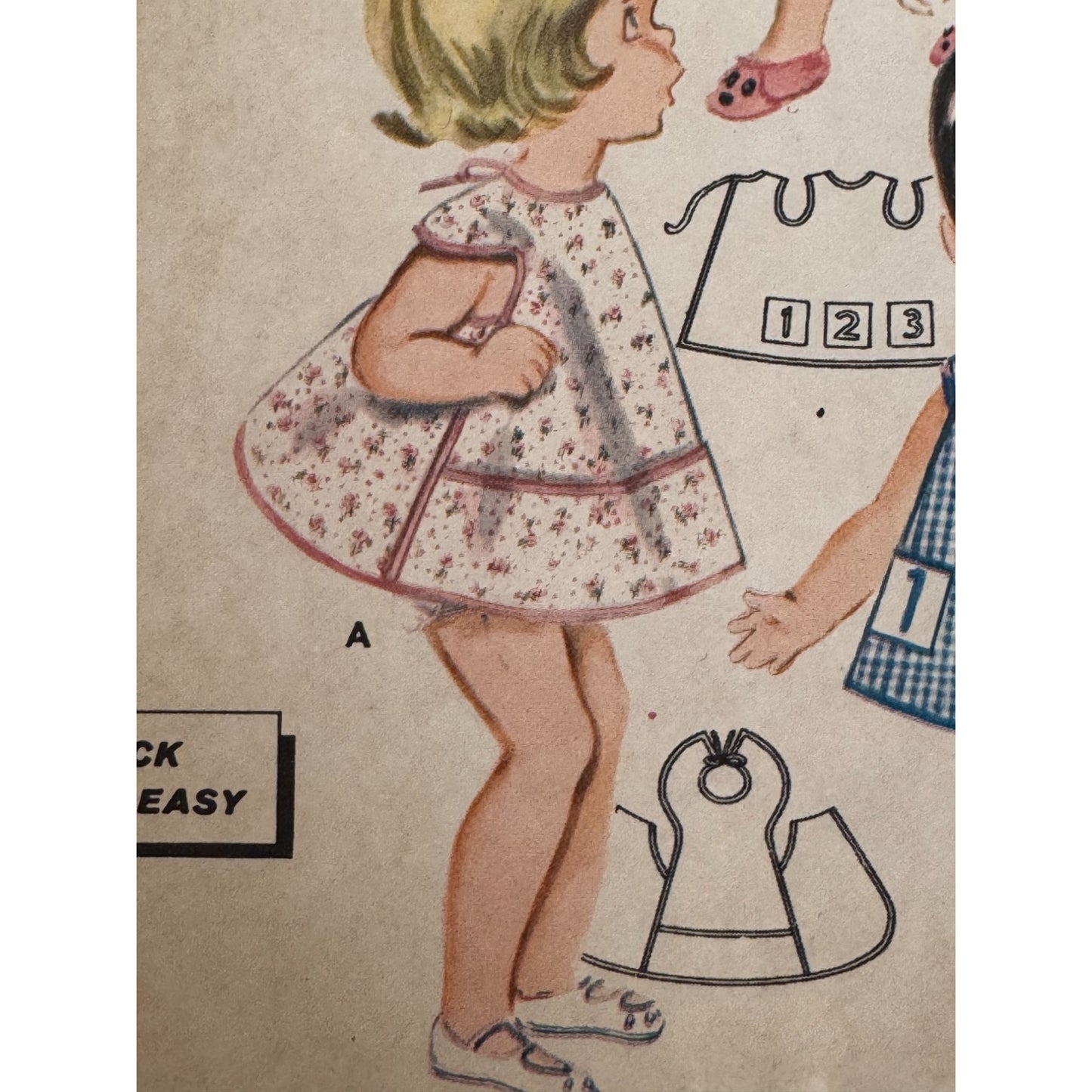 Butterick Sewing Pattern 2484 Infant Baby Smocks Bibs Vintage 1950s 6M-24M Uncut