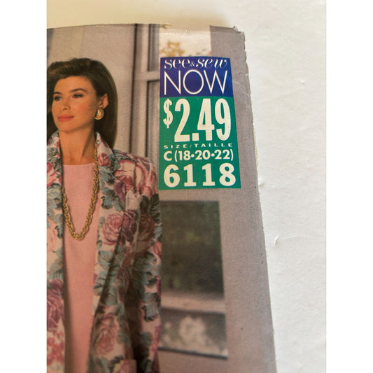 Butterick See Sew Sewing Pattern 6118 Suit Jacket Dress Outfit Work 18 20 22 UC