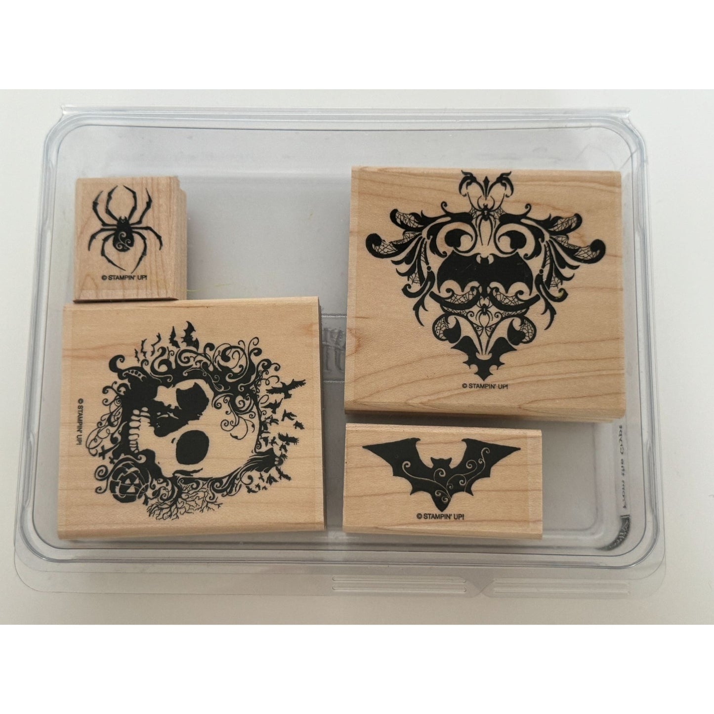Stampin Up Halloween Rubber Stamps From the Crypt Skull Bat Spider Card Making