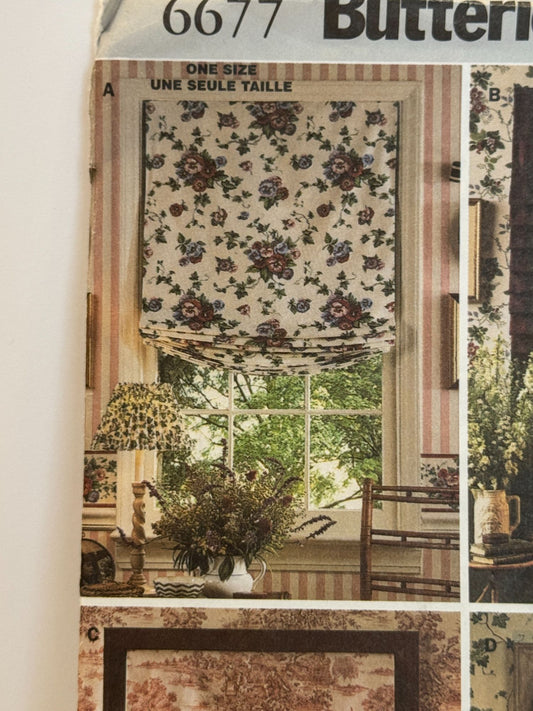 Butterick Sewing Pattern 6677 Waverly Easy to Do Shades Window Home Decor Uncut