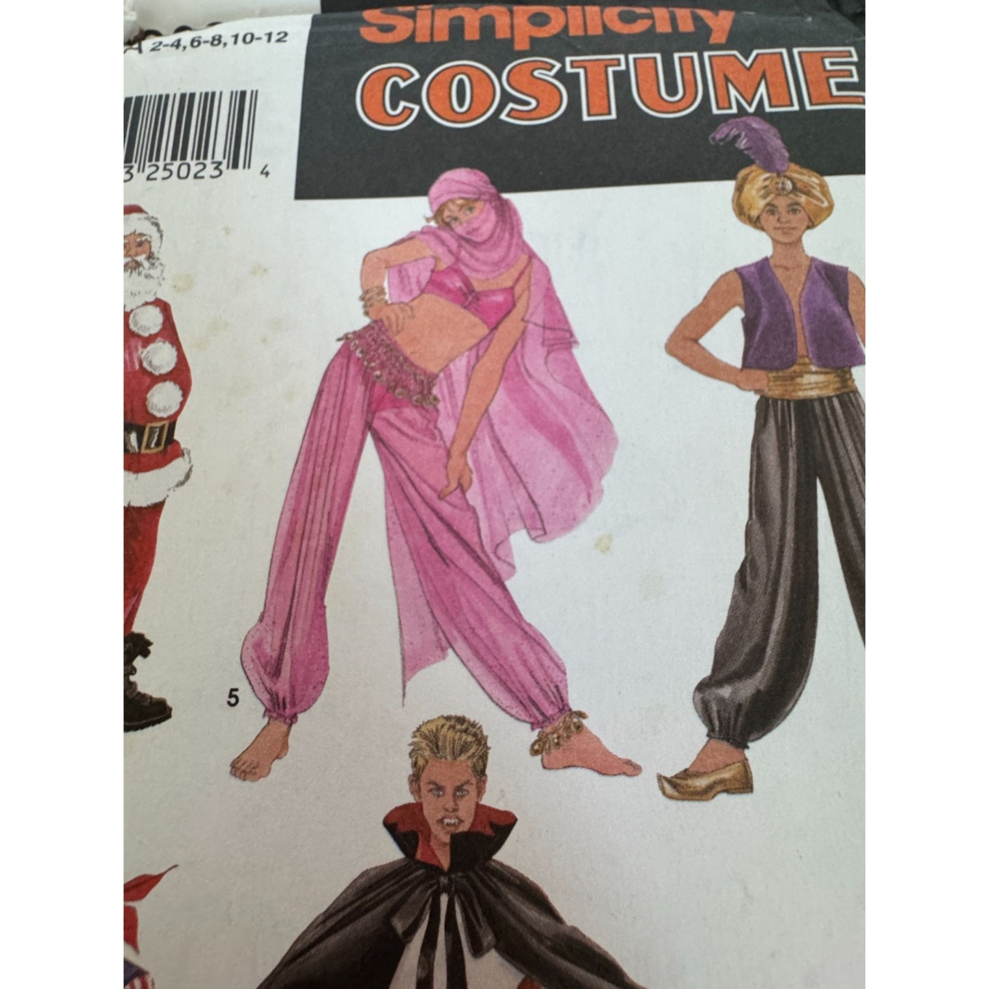 Simplicity Sewing Pattern 3903 Costumes Santa Genie Dracula Pirate Kids 2-12 UC