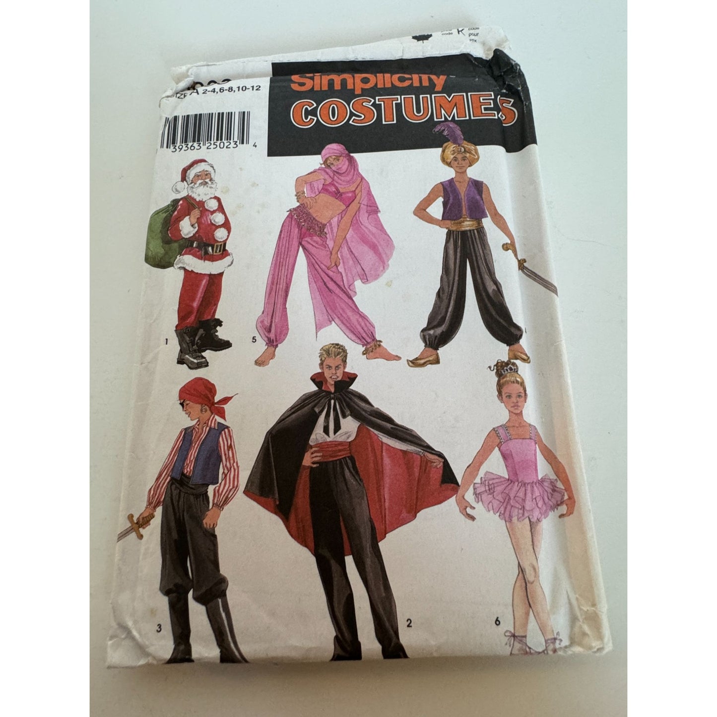 Simplicity Sewing Pattern 3903 Costumes Santa Genie Dracula Pirate Kids 2-12 UC